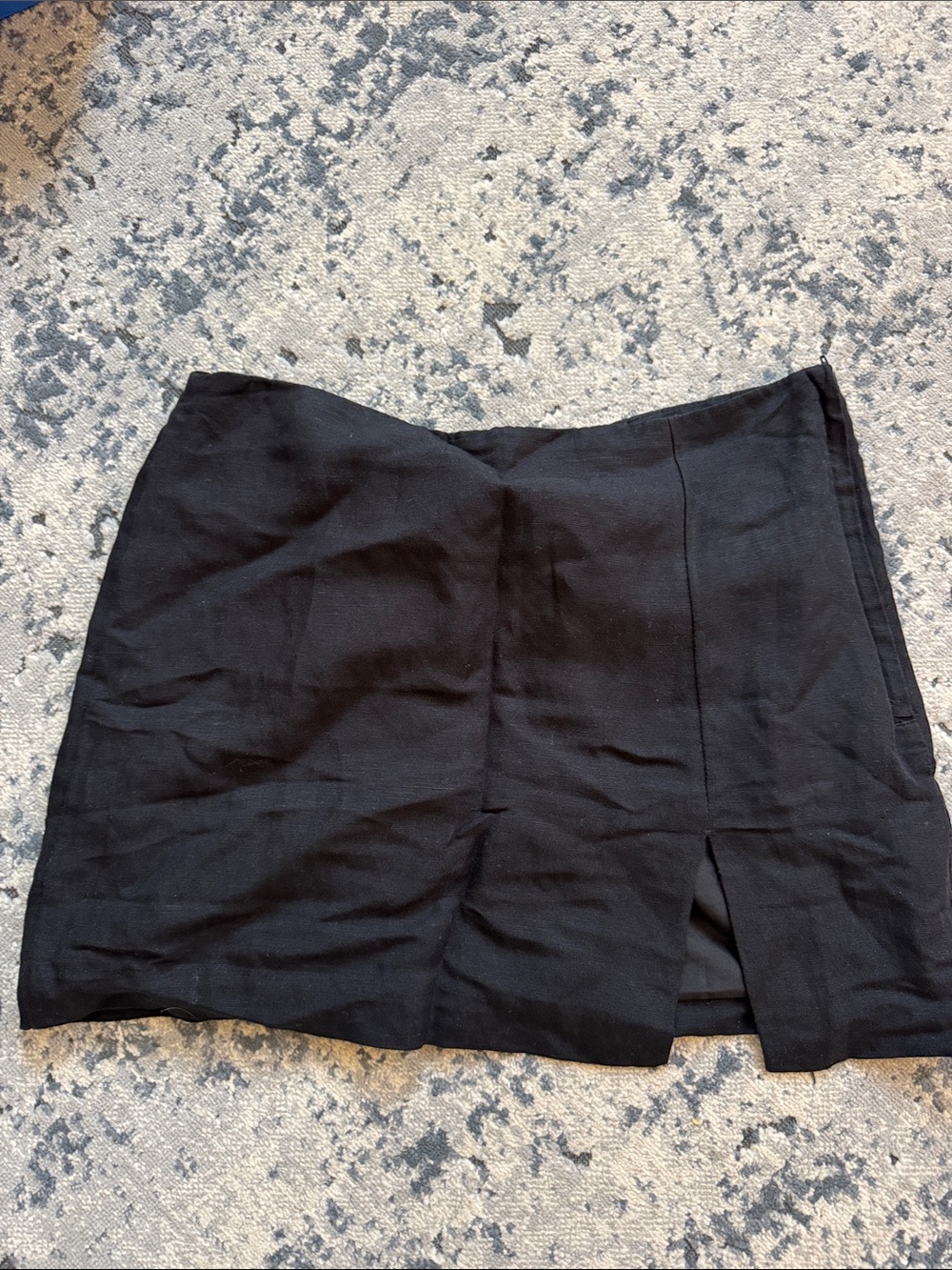H&M Black Linen Mini Skirt with Front Slit